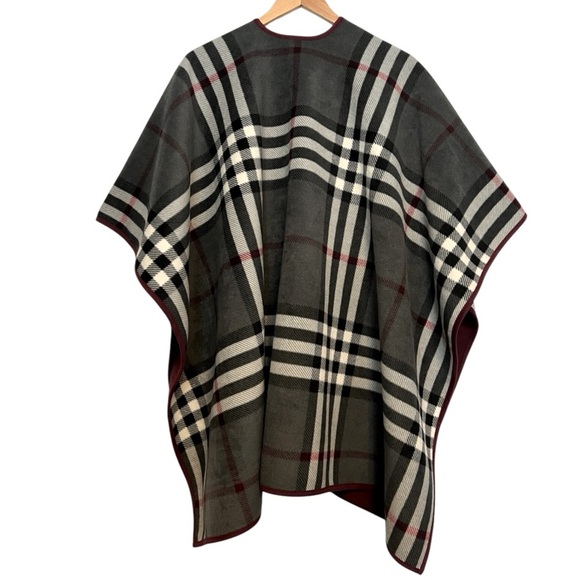 Woolrich Reversible Wrap Plaid Oversized Cape One Size - Picture 2 of 7